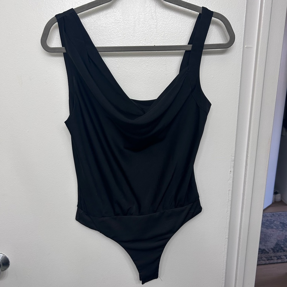 Astr Black Bodysuit with Elegant Scoop Neckline